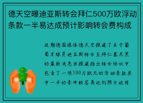 德天空曝迪亚斯转会拜仁500万欧浮动条款一半易达成预计影响转会费构成